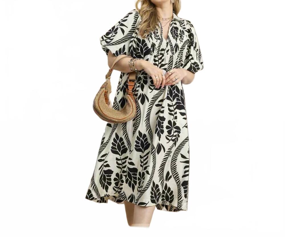 NEW LA BELLA boho print dress in black